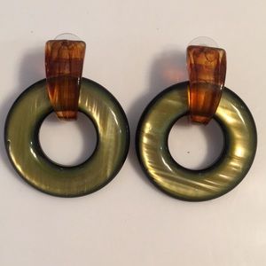 Badgley Mischka Olive and Amber Hoop Earrings